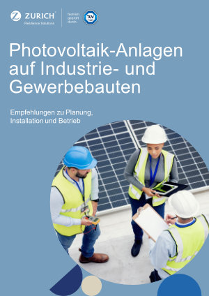 Titelblatt " Photovoltaik-Anlagen auf Industrie- und Gewerbebauten – Empfehlungen zu Planung, Installation und Betrieb"